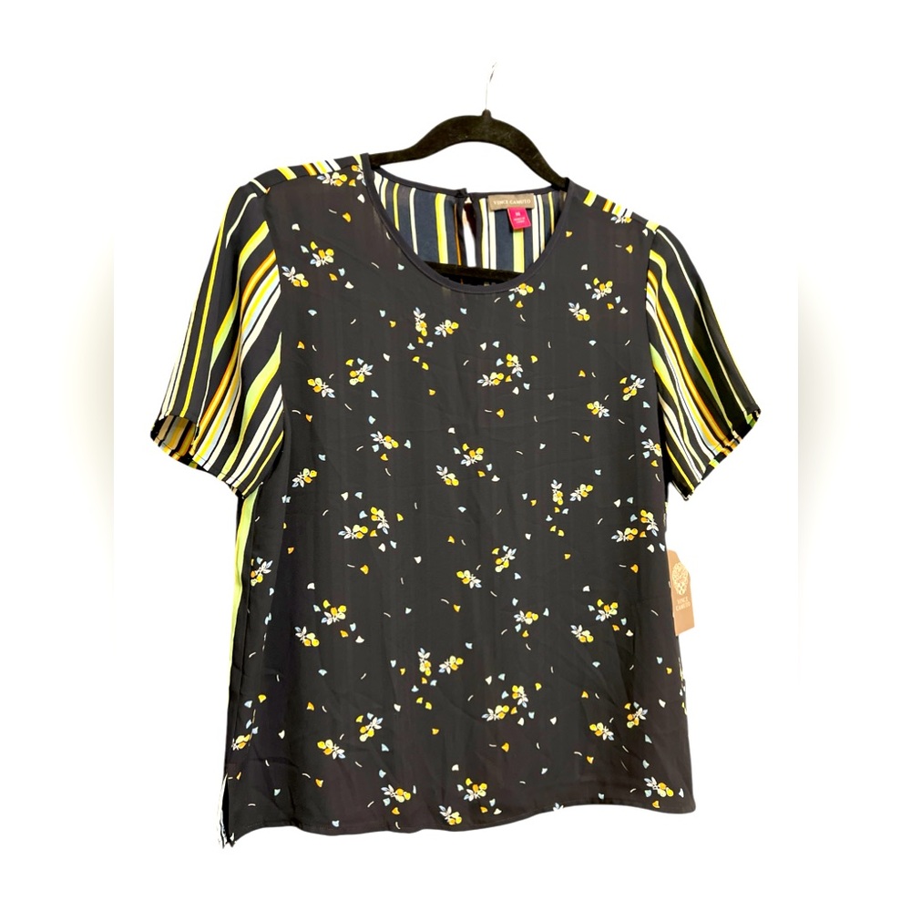 Vince Camuto Women’s Top Blouse Size XS Style River Valley F1 Color 416 Caviar